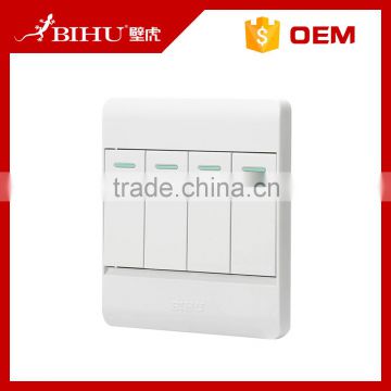High quality white color 4gang 1way wall switch socket brand for sale