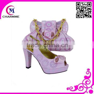 new arrival Italian matching shoes and bags pink color