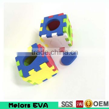 Melors safe educational colorful preschool eva foam cube puzzle,3d foam puzzle,eva 3d foam cube puzzle for kids play