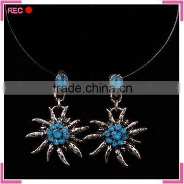 Imitation blue diamond gemstone earrings, EDELWEISS pendant antique earrings for girls