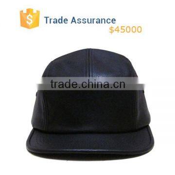 High Quality 5 Panel Hat Cap ,Leather 5 Panel Hat ,Adjustable Leather Strap 5 Panel Hat