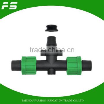 DN16 Drip Tape Offtake T Connector With End Plug Lock Type