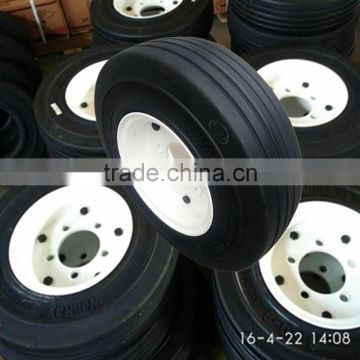 cheap price solid wood trailer solid rubber tires 4.00-8 with rims for carts with many sizes