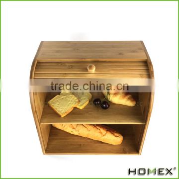 Bamboo double decker bread box bread keeper Homex BSCI/Factory