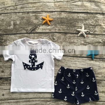 2016 new arrival baby boys summer outfits anchor top summer outfits boys clothing