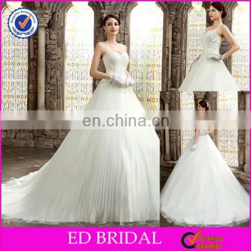 BN94 A-line Top Lace Appliqued Pleated Organza Real Picture African Wedding Dresses 2015