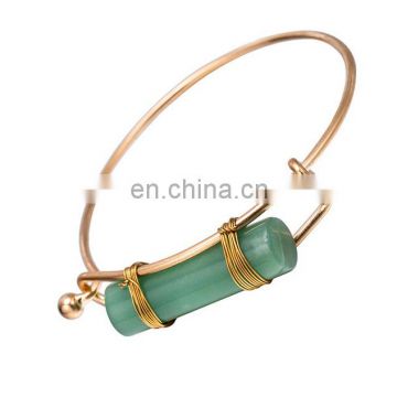 Wholesale natural agate chip stone Crystal act the role six Anglecylindrical simple fashion adjust bracelet