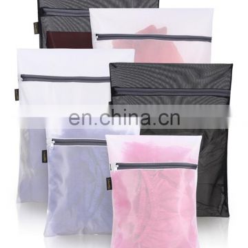 Cheap zipped 6 sets black and white mesh laundry bag with custom logo