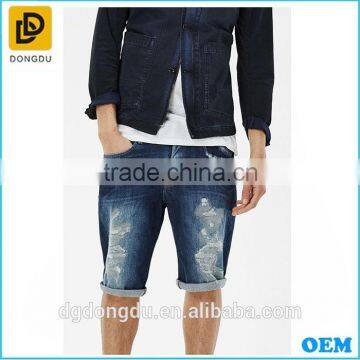 Custom dark color mens denim shorts factory