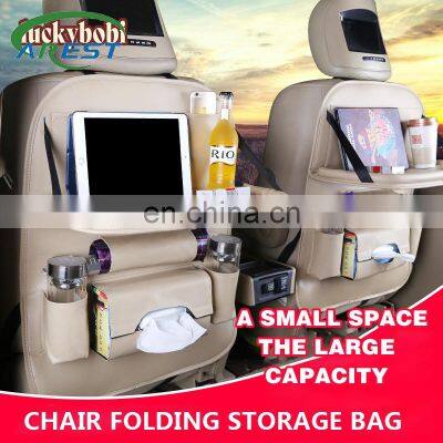 Pu Leather Pad Bag Car Seat Back Organizer Foldable Table Tray Travel Storage Bag Foldable Dining Table Car Seat Storage Bag