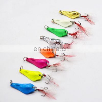 7g 10g 14g Artificial Metal Spoon Lure For Freshwater And Saltwater fishing lures with Feather hook