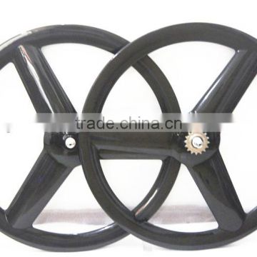 3 spoke wheel width 23mm dimple 50mm for road bike fixed gear carbon bike tri wheels 700c clincher track wheels