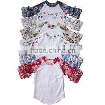 wholesale printed ruffle sleeve kids raglan baby icing baseball shirt                        
                                                Quality Choice