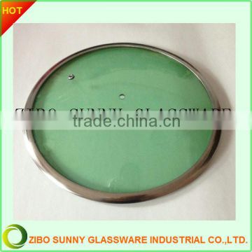 Round toughen Green color glass pot cover