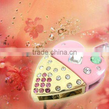 Beautiful Jewellery Heart Shape USB with Keychain for Gift