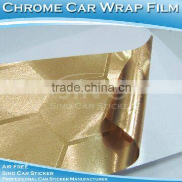 Air Free Chrome Gold Mosaic Car Wrapping Sticker 1.52x30m