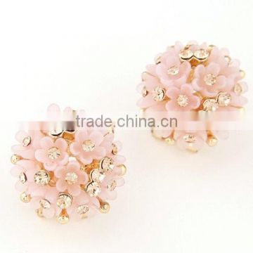 New style Sweet wholesale Fashion earring crystal resin flower ball stud earring