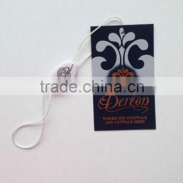 Gold foil printing hangtag with plastic seal tag