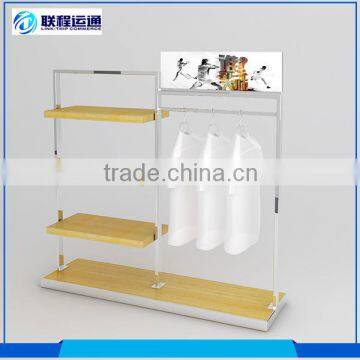 Chinese style wood power coating shop display shelf clothes rack