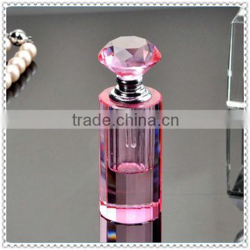 Shining Beautiful Crystal Pink Oil Bottle For Wedding Decoration