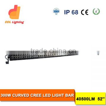 super bright long 52 inch curved led light bar 300w curved led light bar brackets off road bar light for trucks SUV