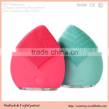 Soft color rechargeable silicone facial cleanser brush condenser tube brush tube cleaning brushes