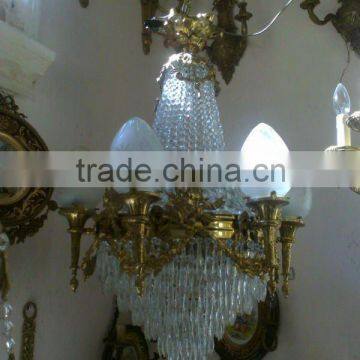 antique crystal chandelier , brass chandelier