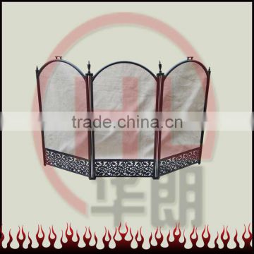 3 folding steel mesh firescreen with black finished