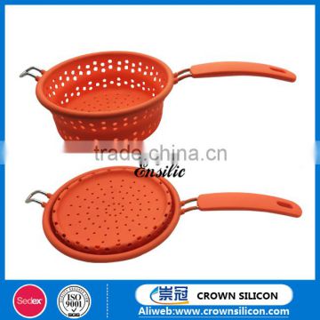 Collapsible Silicone Strainer With Handle, Silicone Food Colander