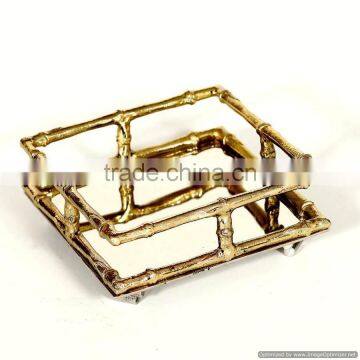 square gold plated tray with glass