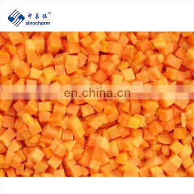 Sinocharm BRC-A Certified 12*12mm IQF Papaya Dices Frozen Papaya Cubes