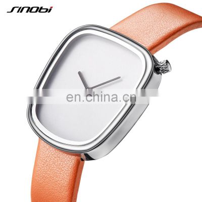 SINOBI Elegant Lady Handwatch Female Minimalist Wristwatches Black Orange Color Quartz Watches Blind Shipping Watch S9705G-D