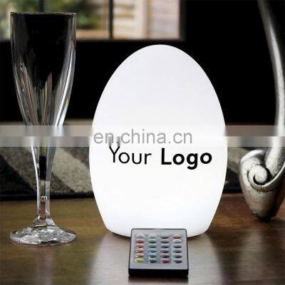 USB charging plastic decorative egg shaped restaurant hotel cafe rechargeable wireless cordless led table night light lamp