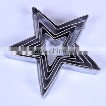 YangJiang factory manufature high quality 5pcs star shape stainless steel cake mould set