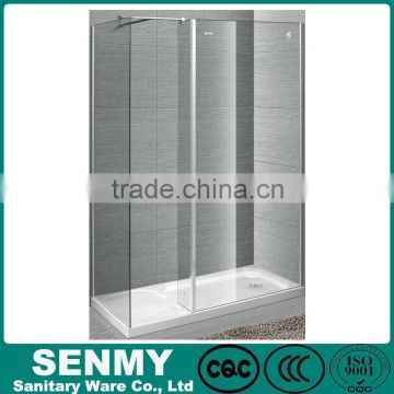 Guangdong square 90*90 or 100*100 aluminium frame matte glass outside opened 3 panel easy clean round shower