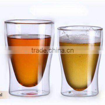 Bulk double wall glass tea cup for drinking