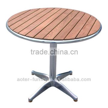 Aluminum frame wood garden round dining table wood sets