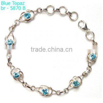 Fashion Silver Ebay Silver Bracelet blue topaz jewelry wholesale jewelry authentic gemstone jewelry wholesaler