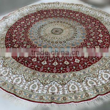 round handmade silk carpet