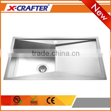 Brushed surface treatment single bowl drainboard stainless steel kitchen sink with competitive price