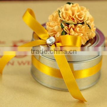 Golden Round Wedding Tinplate Candy Packing Box
