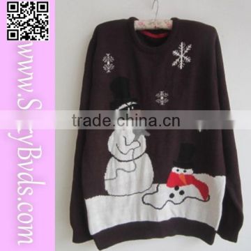 Snowflake And Snowman Pattern Adult Christmas Pullover Sweater