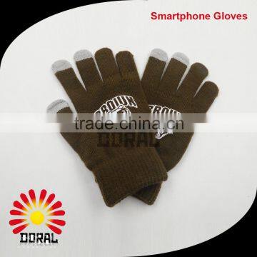 Hot Sell Acrylic Smartphone Warm Plain Jacquard Winter Knitted Touch Screen Gloves