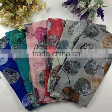 fashion ladies leaf polyester scarves