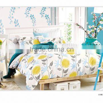 100% cotton128*68 yellow flower and stripe bedding sets rotary designs