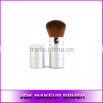 Wholesale Silver Retractable Kabuki Brush with Brown Synthetic Hair