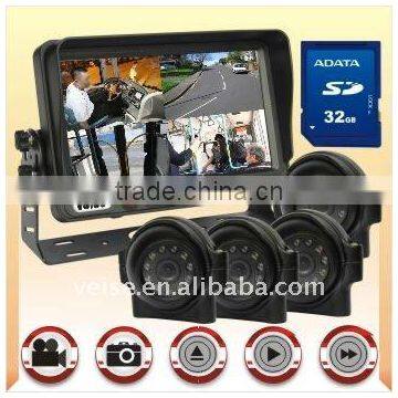 7" Digital Screen Quad Monitor Camera system Built-in DVR