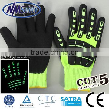 NMSAFETY 13 guage new design cut resistant glove/Luminous TPR gloves/mechanic gloves