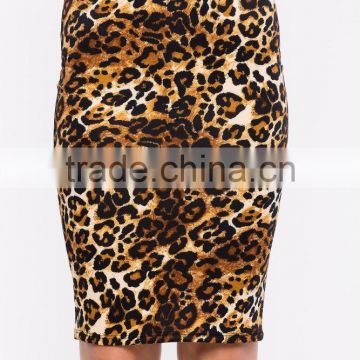 2015 new fashion Sophisticated Leopard Zipped Skirt for ladies 51030#