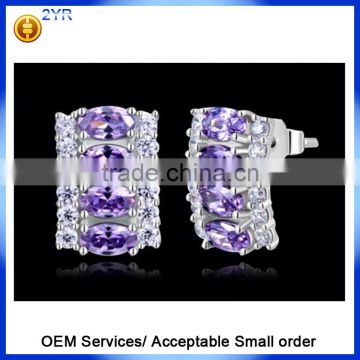 Wholesale Price 925 Sterling silver Natural amethyst earrings Fashion Jewelry Elegent earrings for women